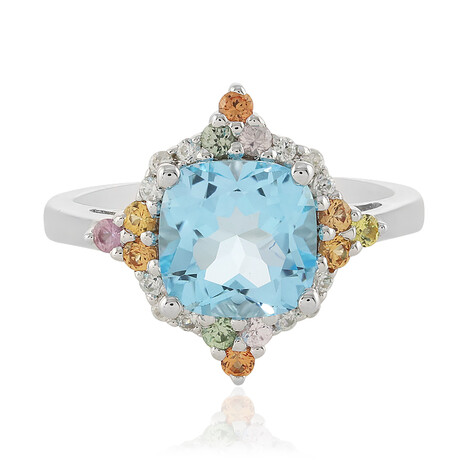 Anillo en plata con Topacio azul cielo