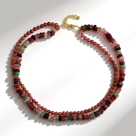 Collana in argento con Quarzo Fragola