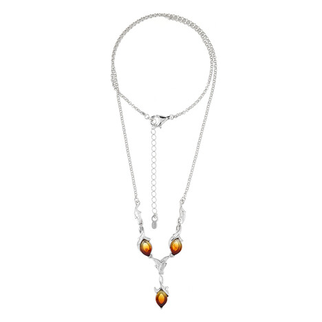 Collar en plata con Ámbar del Báltico amanecer (dagen)