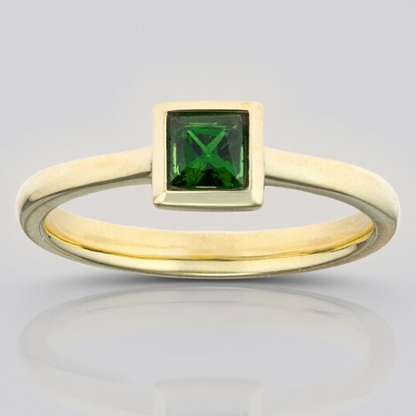 Anello in oro con Tsavorite della Tanzania (CUSTODANA)