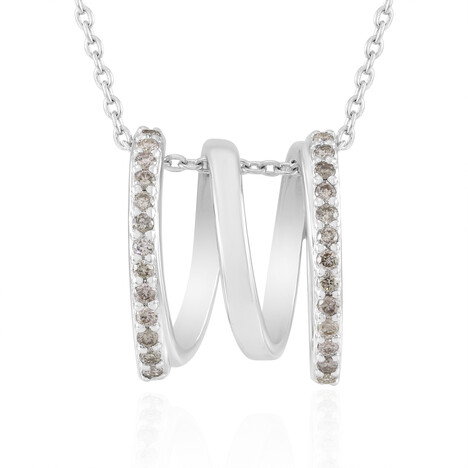 Zilveren halsketting met I2 Bruine Diamanten