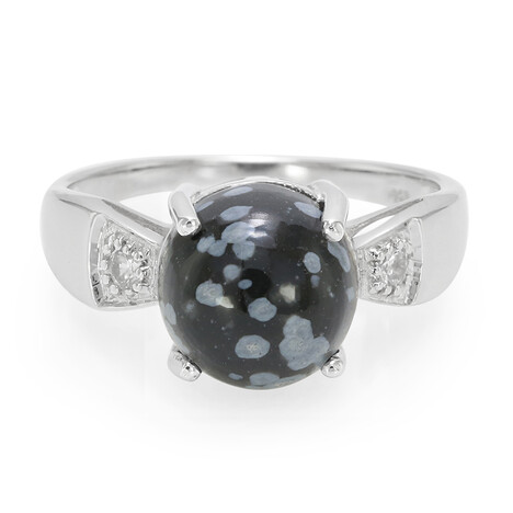 Anello in argento con Ossidiana Fiocco di Neve