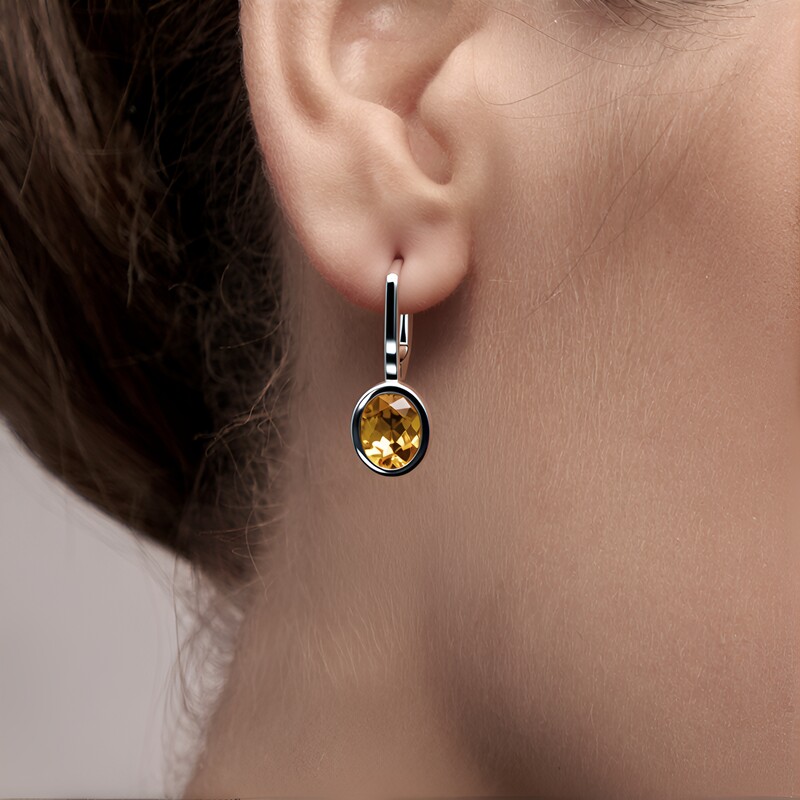 Boucles d'oreilles en argent et quarz orange (MONOSONO COLLECTION)