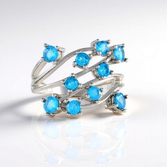 Anello in argento con Apatite Blu Neon