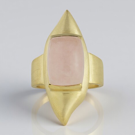 Anello placcato in oro con Quarzo Rosa (MONOSONO COLLECTION)
