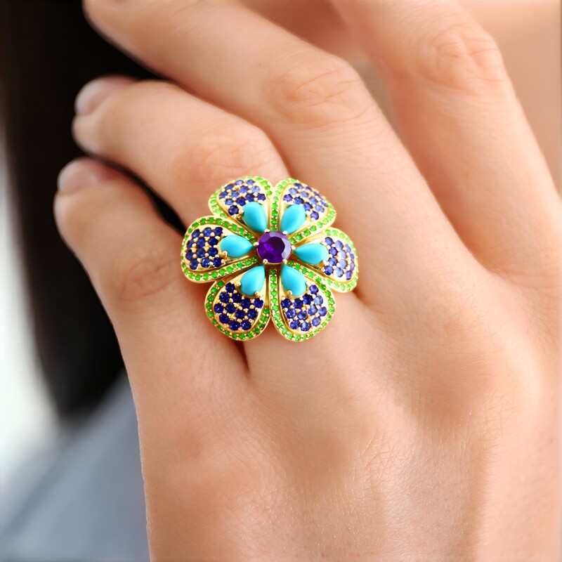 Bague en or et Améthyste de Zambie (D'vyere)