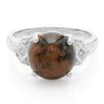 Anello in argento con Ossidiana Mogano