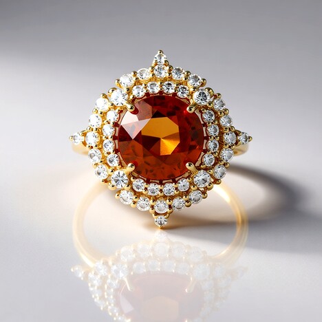 Anello in oro con Granato Essonite