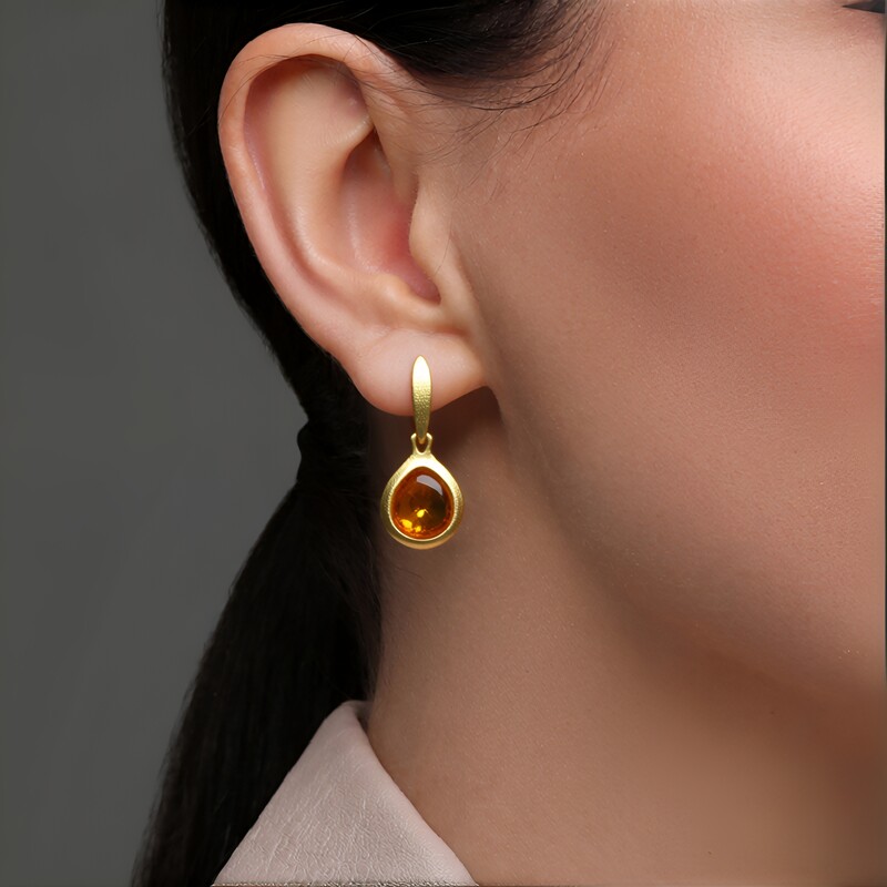 Pendientes en plata con Ámbar báltico cognac (dagen)