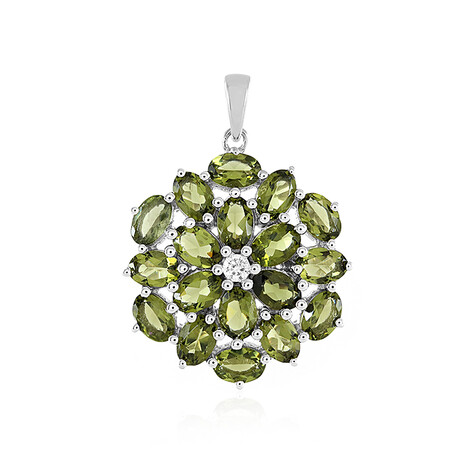 Zilveren hanger met moldavieten