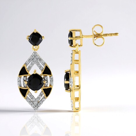 Boucles d'oreilles en argent et Spinelle noir