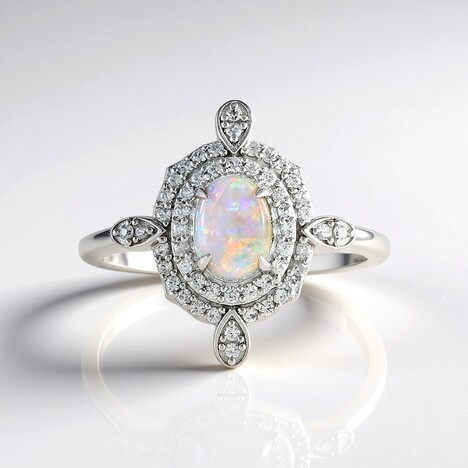 Anello in argento con Opale Australiano