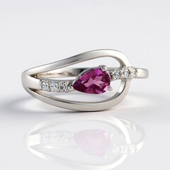 Magenta-Granat-Silberring