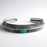 Bracelet en argent et Turquoise bleue de Mohavie (Jones Lee)