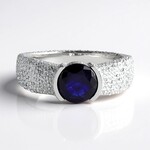 Anello in argento con Zaffiro Blu del Madagascar (de Melo Essence)