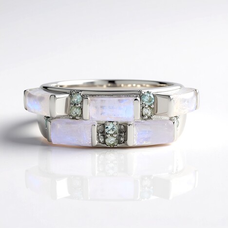 Anello in argento con Pietra di Luna Blu (KM by Juwelo)