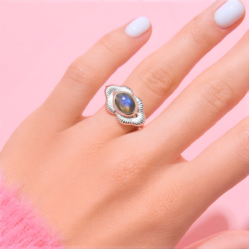 Labradorit-Silberring (MONOSONO COLLECTION)