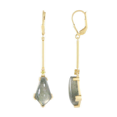 Zilveren oorbellen met Gouden Minary Labradorieten (KM by Juwelo)