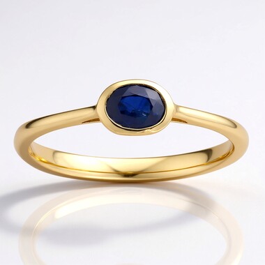 Anello in oro con Zaffiro Ceylon Blu