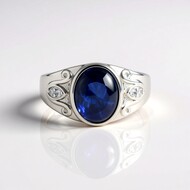 Zilveren ring met een blauwe ster saffier