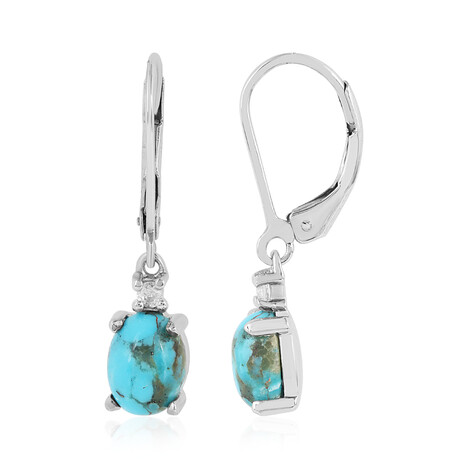 Pendientes en plata con Turquesa azul del Mohave Kingman