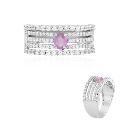 Pinkfarbener Ceylon-Saphir-Silberring