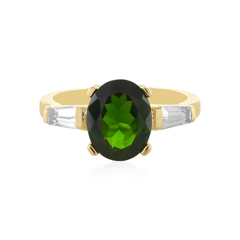 Anillo en plata con Diópsido de Rusia
