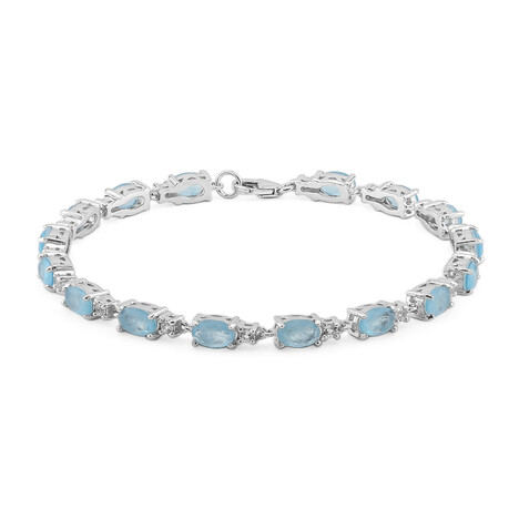 Blauer Pastell-Quarz-Silberarmband