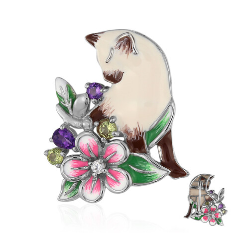 Amethyst Silver Brooch