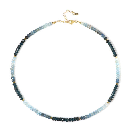 Zilveren halsketting met Londen-blauwe topaasstenen (Riya)