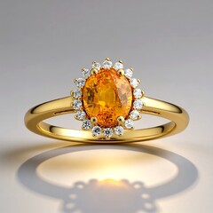 Anello in oro con Zaffiro Arancione Ban Ka Cha