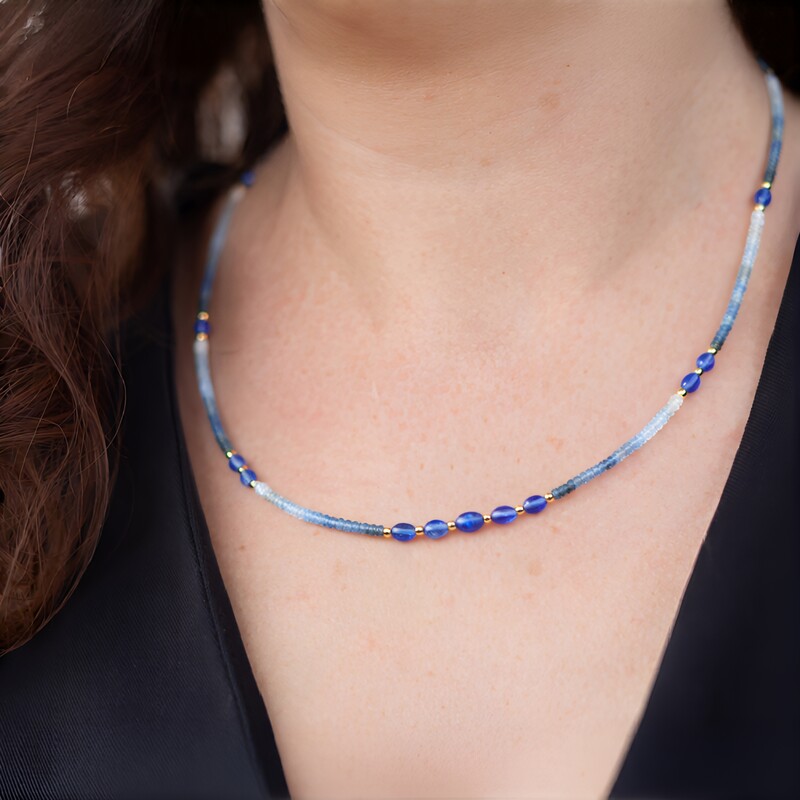 Collar en plata con Aguamarina Santa María (Riya)