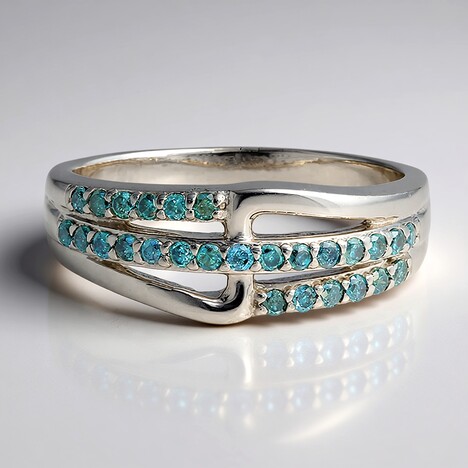 Anello placcato in platino con Diamante Blu Royal