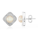 Pendientes en plata con Perla durazno Freshwater (TPC)