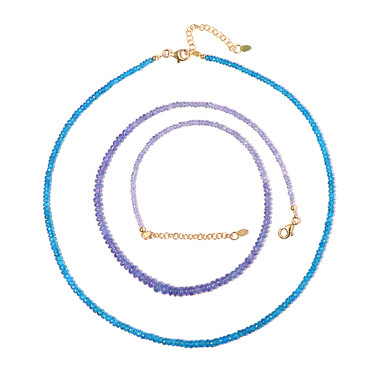 Parure en argent et Apatite bleu néon