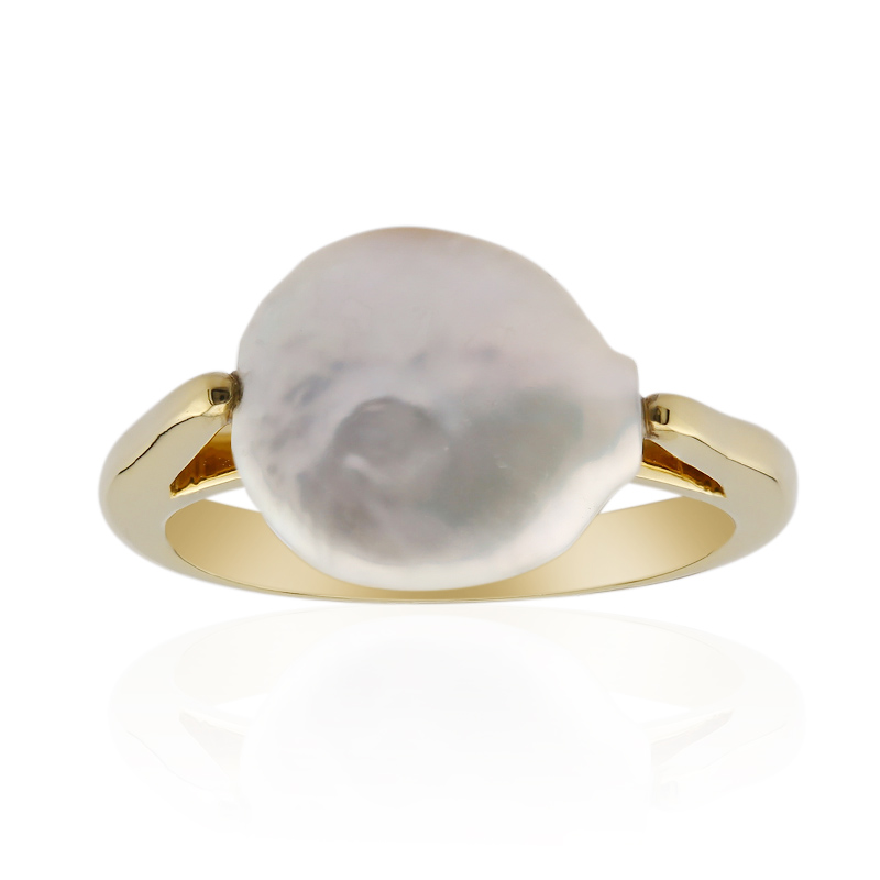 Bague Argent Massif Avec Décor Perle - Taille 61 - Occasion Très Bon État - Bijou Vintage