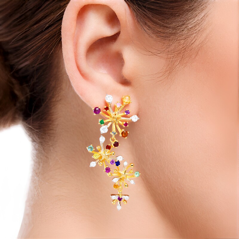 Orecchini In Argento 925 Con Citrino Quadrato 4mm - Ipoallergenici