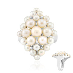 Bague en argent et Perle blanche de culture d'eau douce (Michelle Albala)
