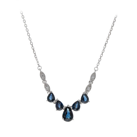 Gouden halsketting met een Blauwe Ceylon saffier