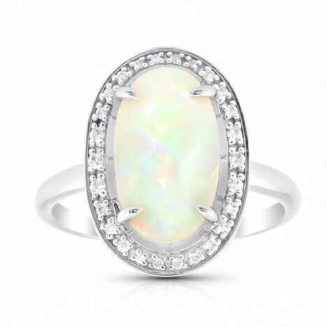 Brasilianischer Weißer Opal-Goldring