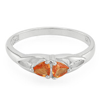 Anello placcato in platino con Zaffiro Padparadscha