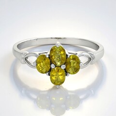 Anello placcato in platino con Tormalina Cuprian