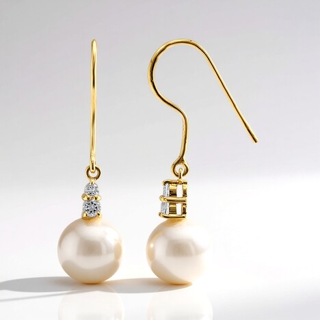 Orecchini in oro con Perla d'Acqua Dolce Bianca (TPC)