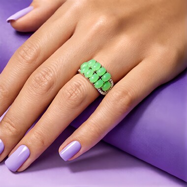 Bague en argent et Chrysoprase impériale