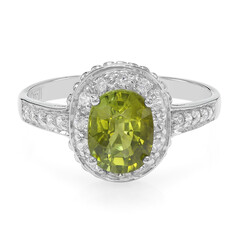 Anello placcato in platino con Tormalina Cuprian