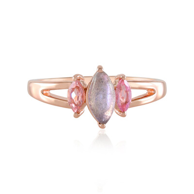 Bague en argent et Labradorite rose de Maniry