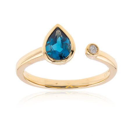 Anillo en oro con Topacio azul de Londres