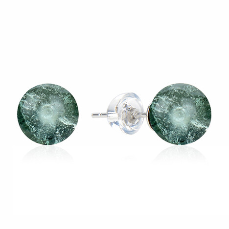 Green Fluorite Silver Earrings