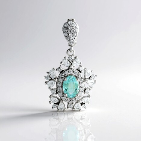 Ciondolo in argento con Smeraldo Color Paraiba