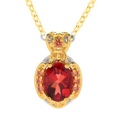 Zilveren halsketting met een rode andesien (Gems en Vogue)